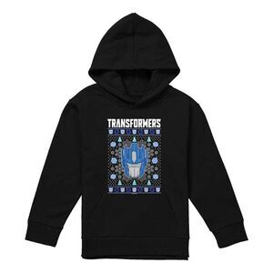 Transformers Childrens/Kids Optimus Prime Ugly Christmas Pullover Hoodie / Black